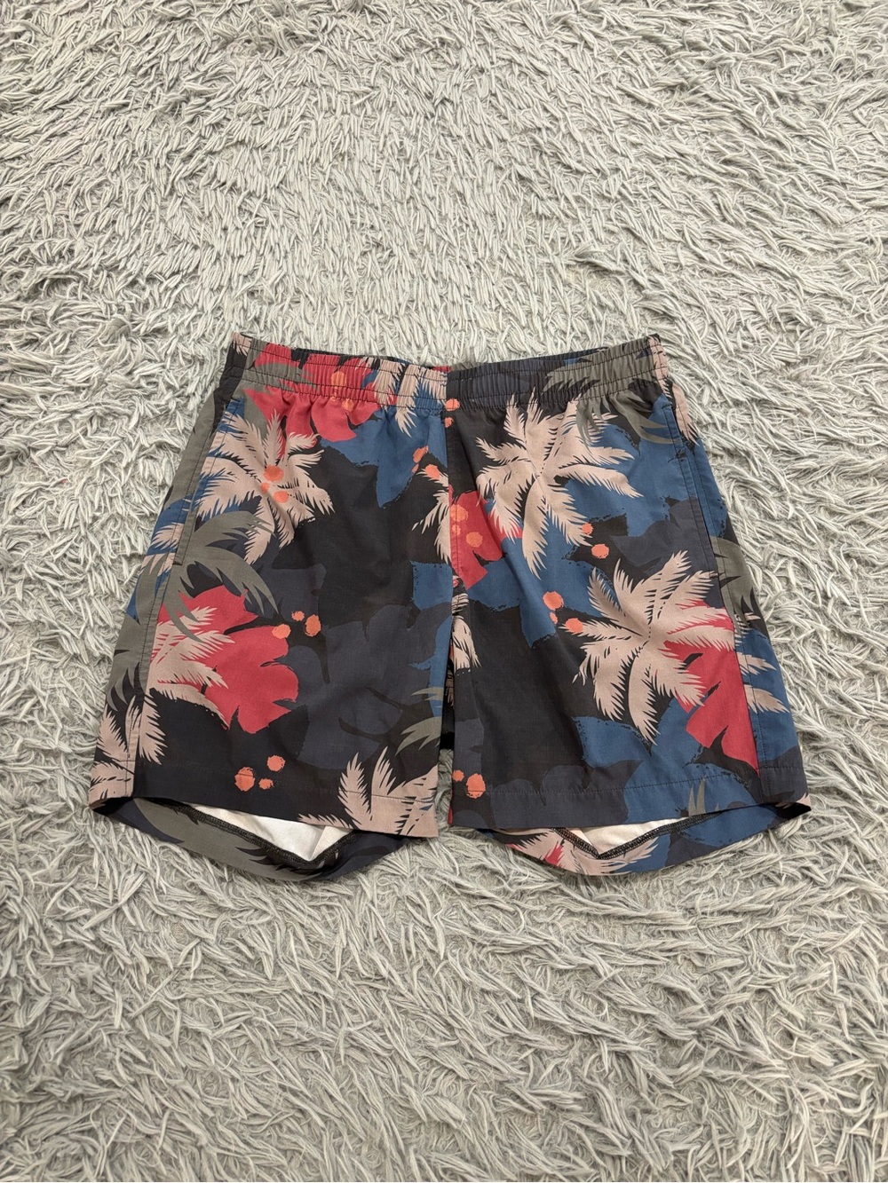 Bearbottom Shorts Men Medium Palm Tree Print Swim Trunks 5.5" Inseam Lined Beach
